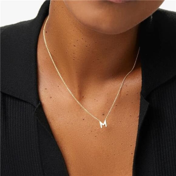Necklaces 14k Gold Plated Dainty Gold Letter Necklace Tiny Initial Pendant - Picture 3 of 7
